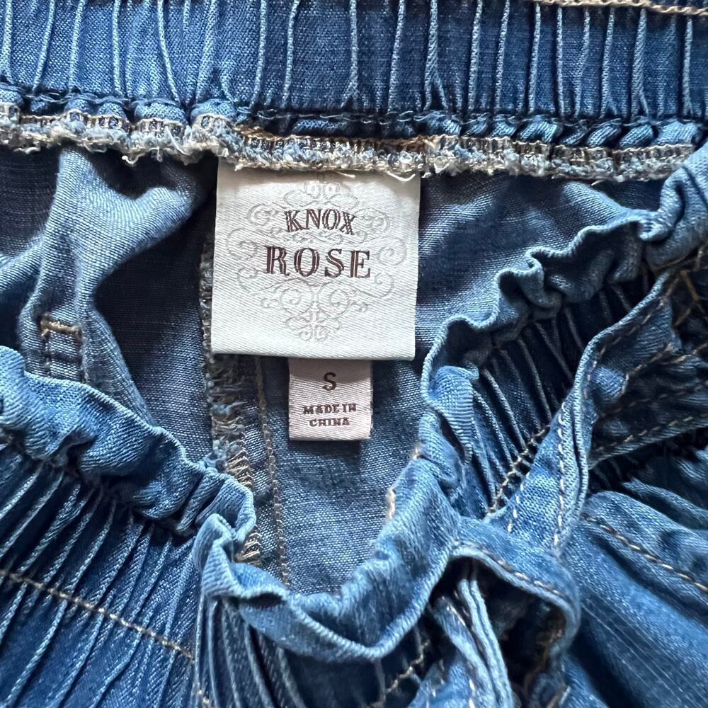 Knox Rose Blue Lyocell Paperbag Waist Shorts | Women's Small - Picture 2 of 4